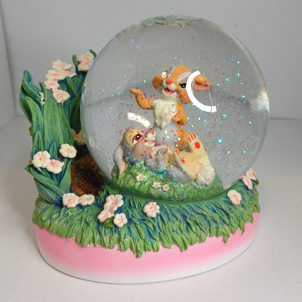 Disney Thumper & Miss Rabbit Floral Garden Base Snow Globe